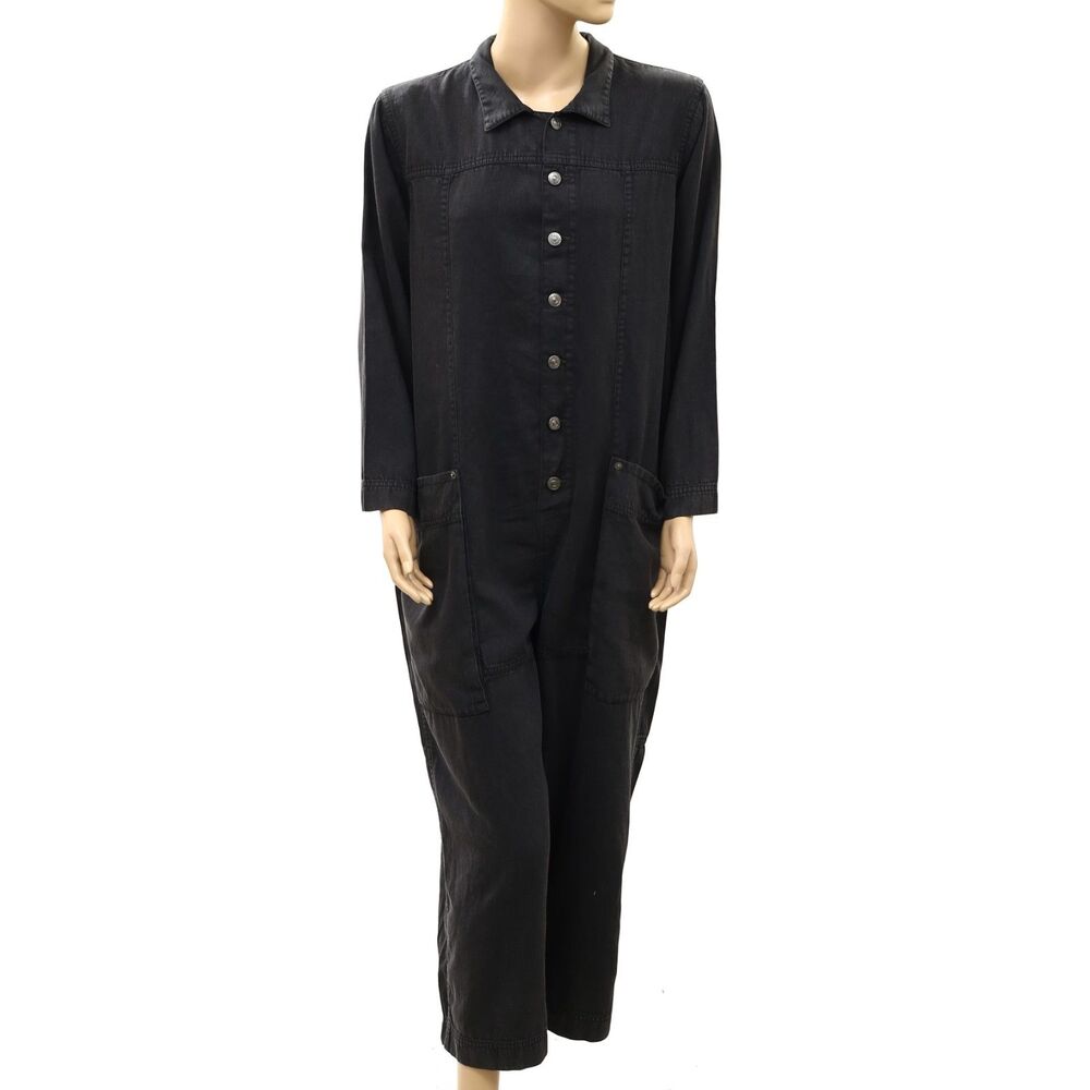Free People We The Free Margarita Jumpsuit Rigid Denim Wide Leg Cotton M 292042